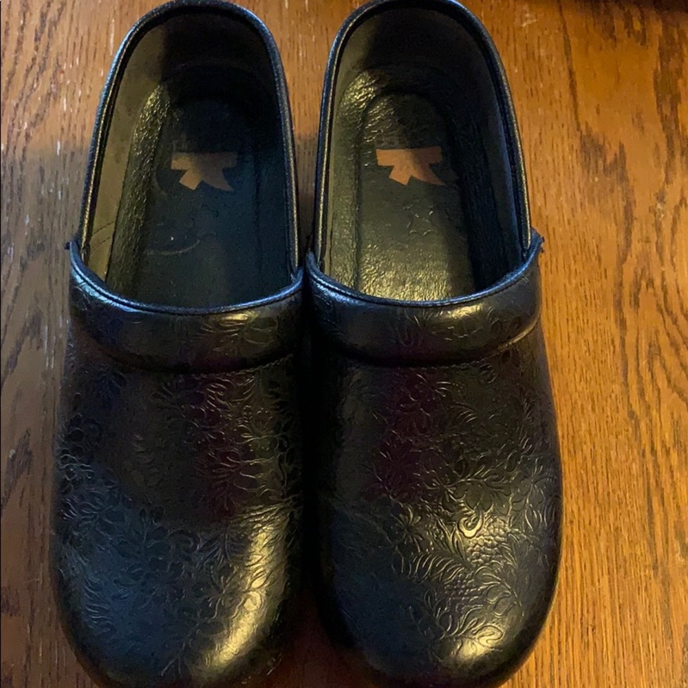 Dansko Black Embossed Clogs